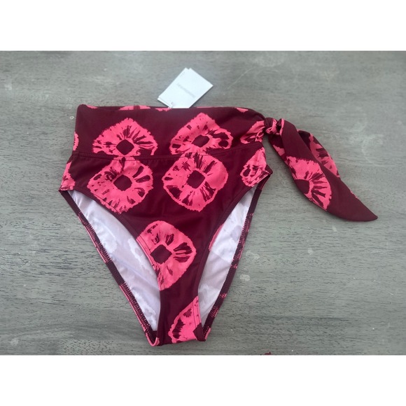 Zimmermann Other - Zimmermann High Waisted Bikini Bottoms Burgundy Pink Tie Dye‎ Side Tie Size 0